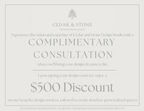 Interior Design Expertise - Cedar and Stone 202//156